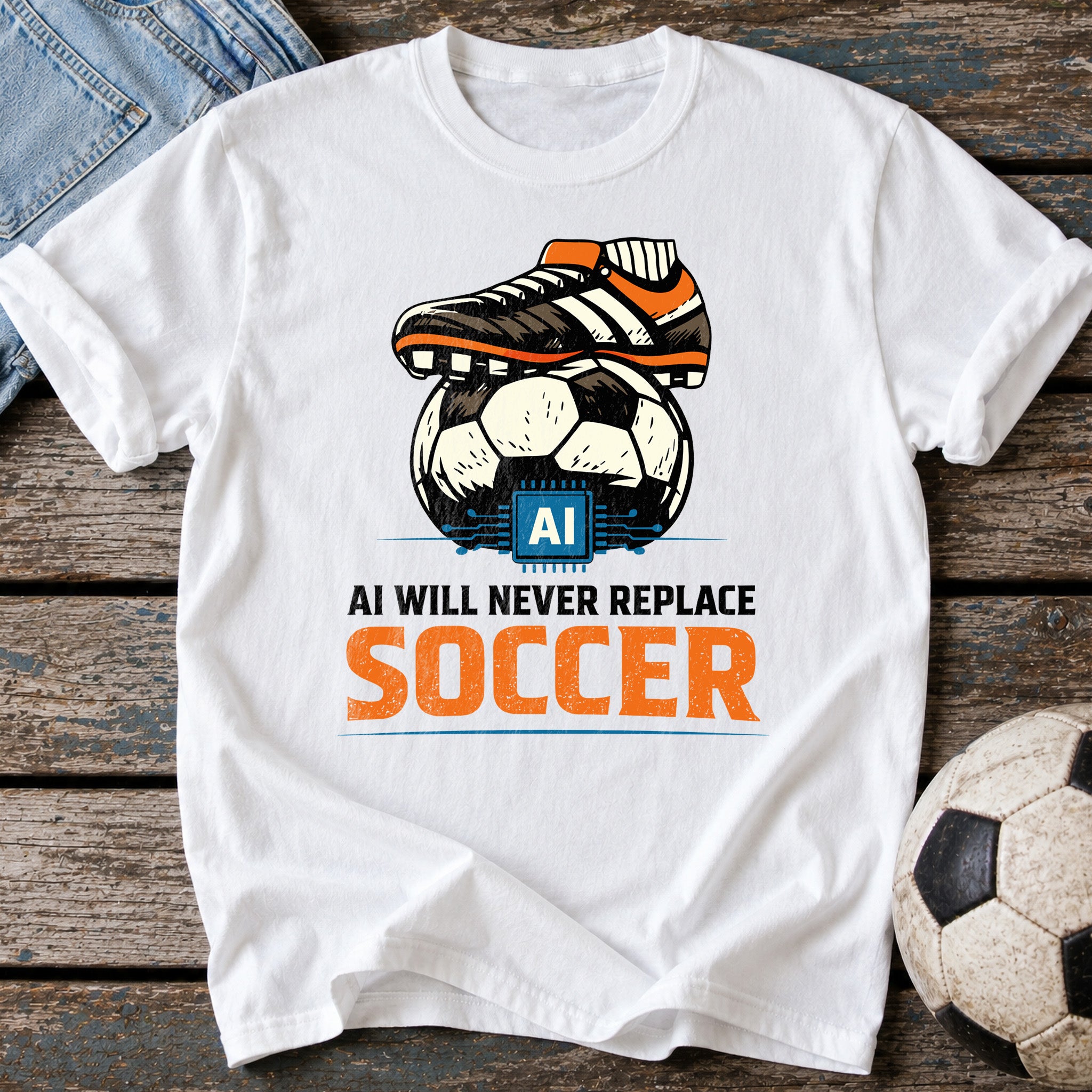 AI Won't Replace Soccer T-Shirt