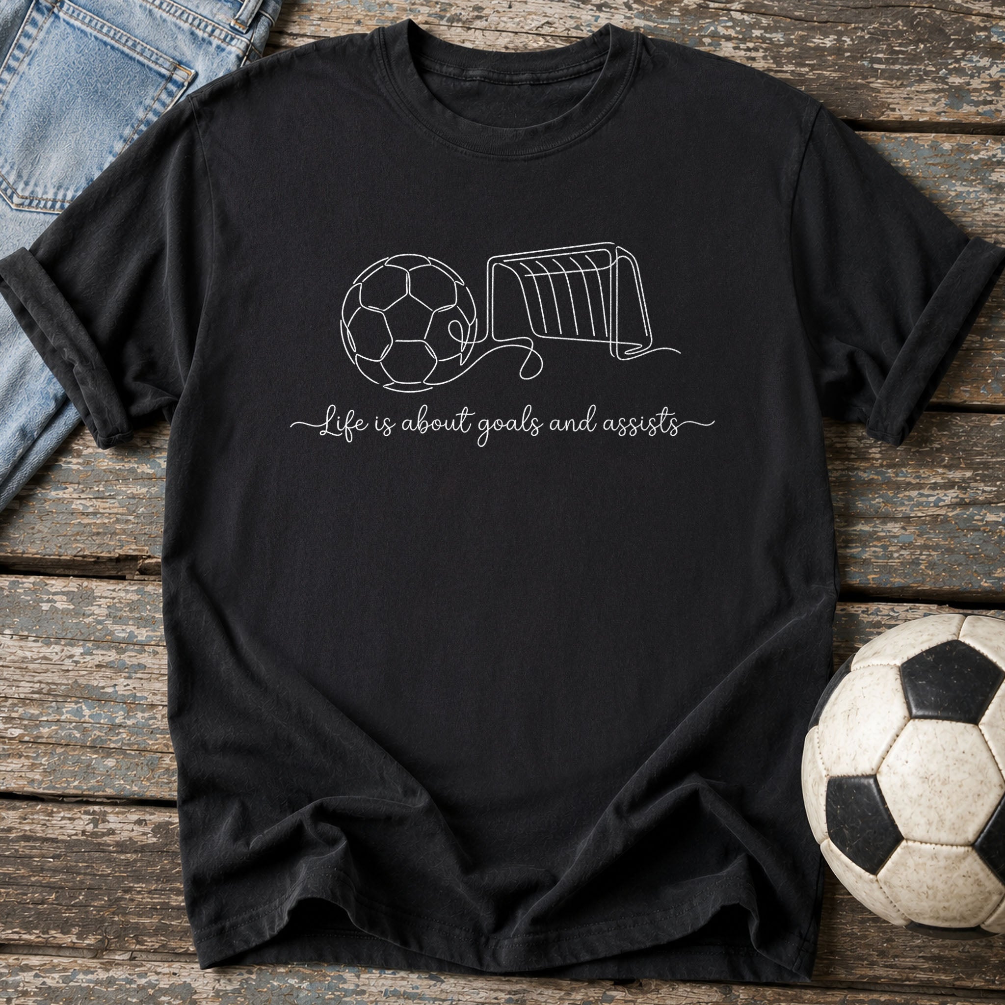 Goals Assists Line Art T-Shirt