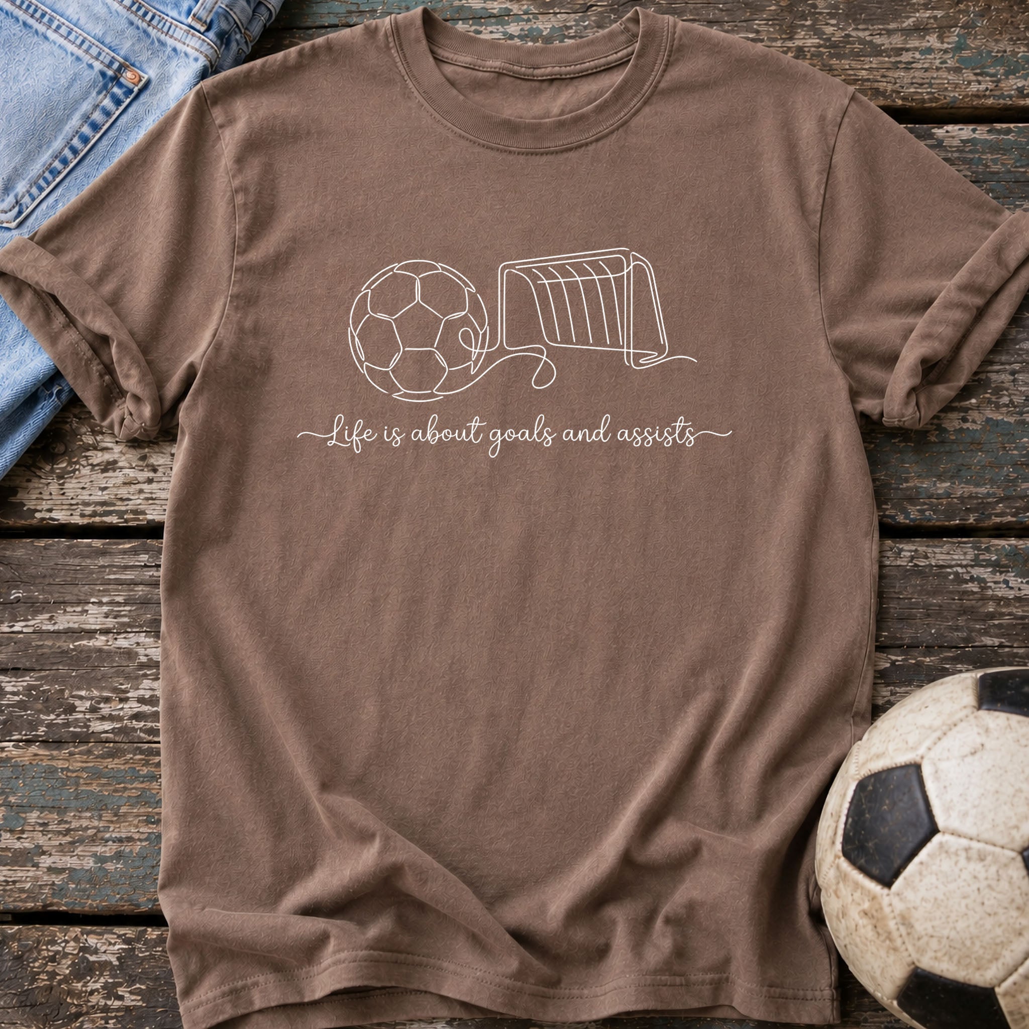 Goals Assists Line Art T-Shirt