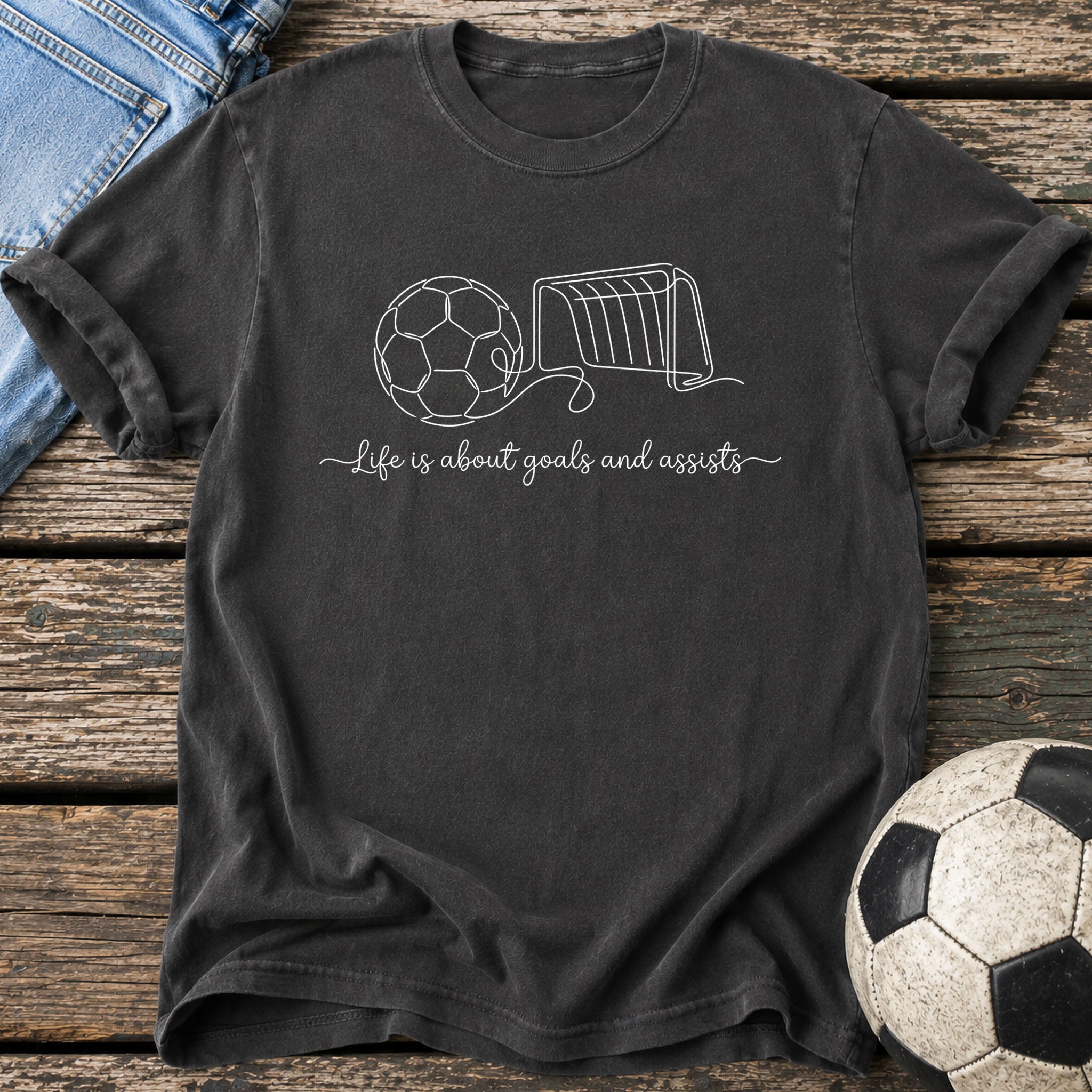 Goals Assists Line Art T-Shirt