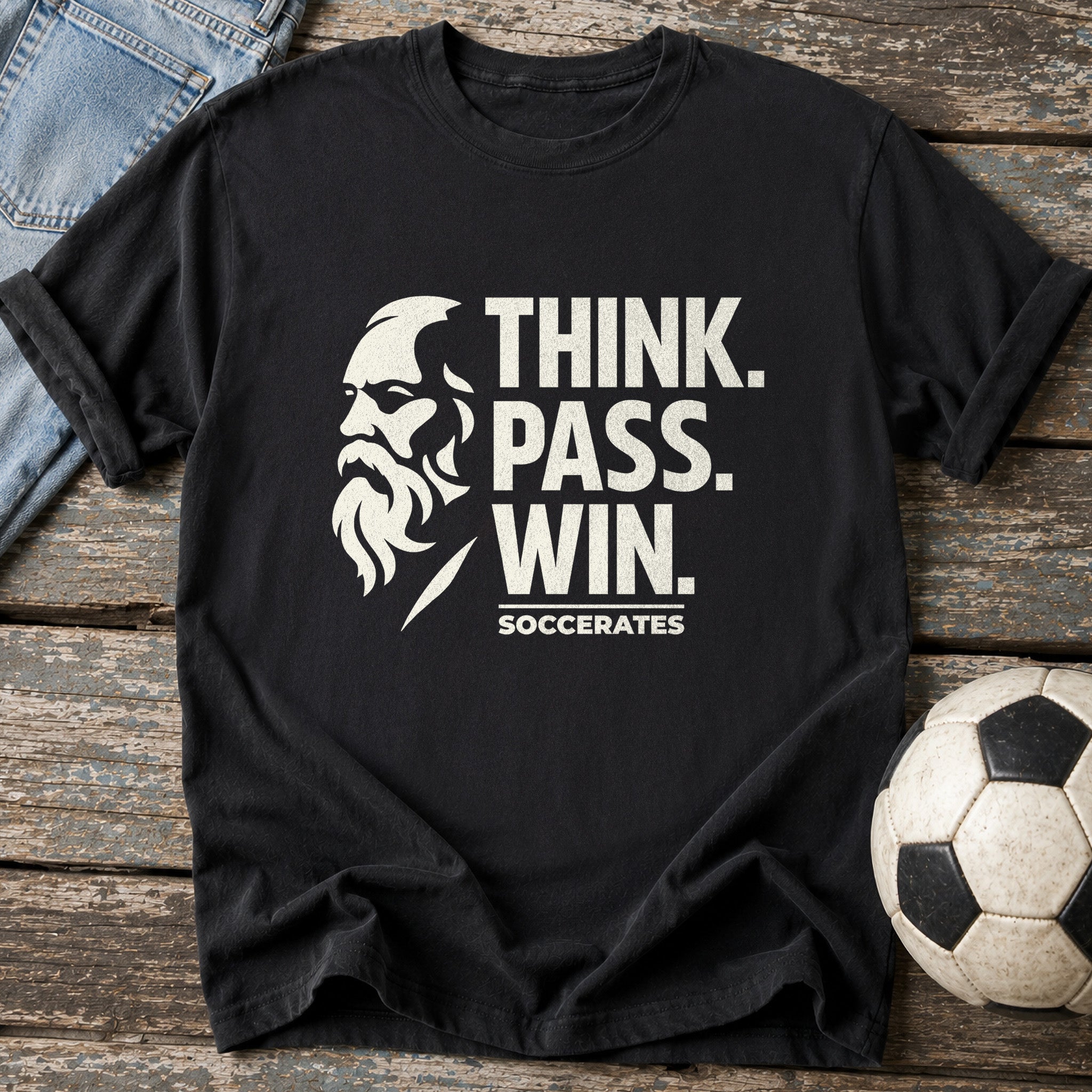Think Pass Win Soccerates T-Shirt