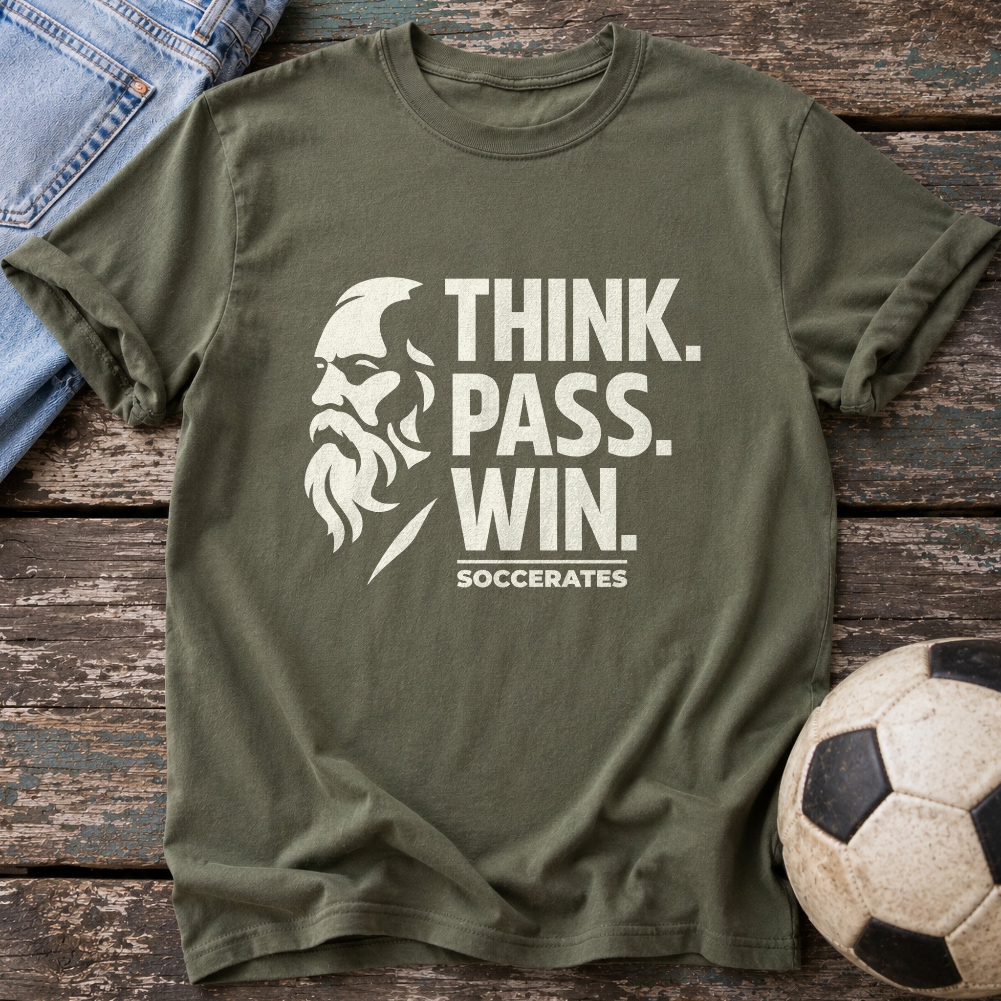 Think Pass Win Soccerates T-Shirt