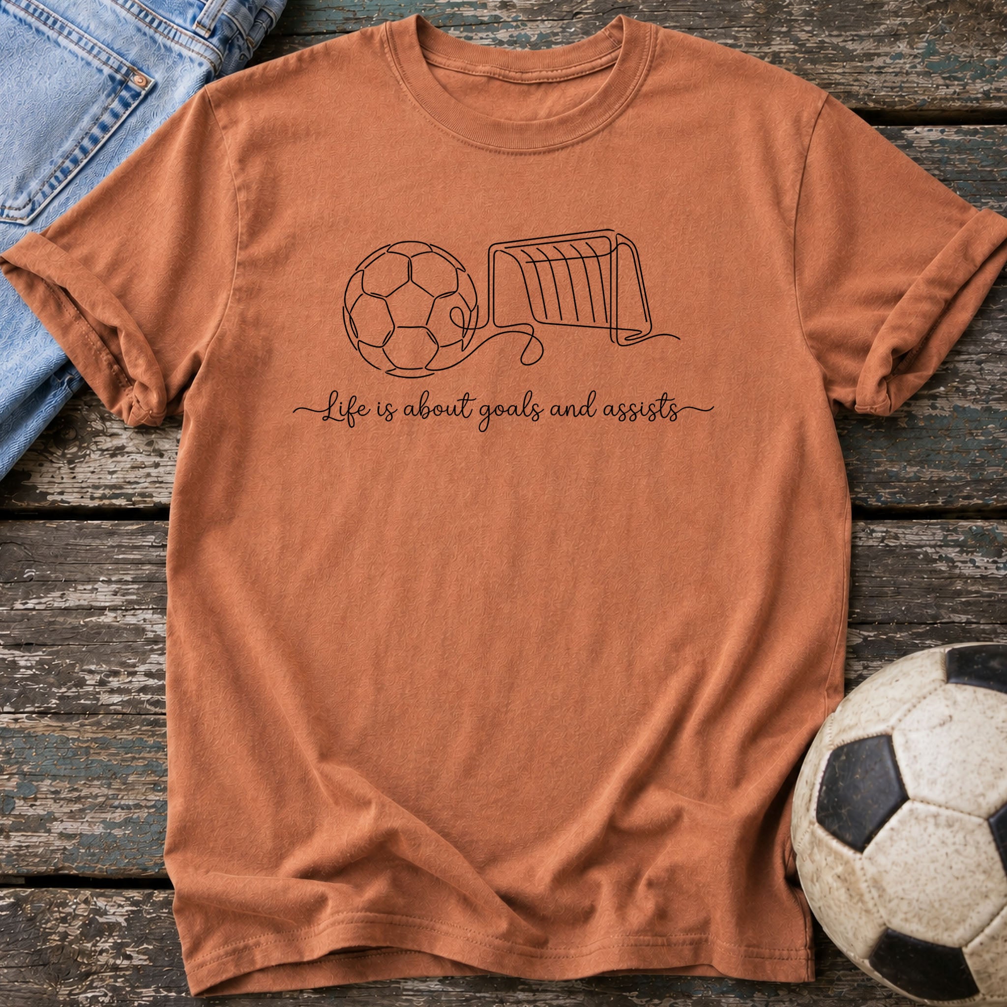Goals Assists Line Art T-Shirt